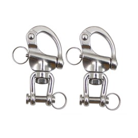 Vastsea Pack of 2 Stainless Steel Snap Shackles, Marine Boat Swivel Shackle, 316 Stainless Steel Jaw Swivel Snap Shackle with Small Steel Ring for Sailing Boat Spinnaker Halyard (70 mm)