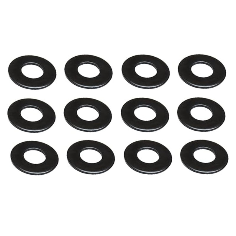 Stainless Steel Black Round Washers, Set of 12, ISO Type