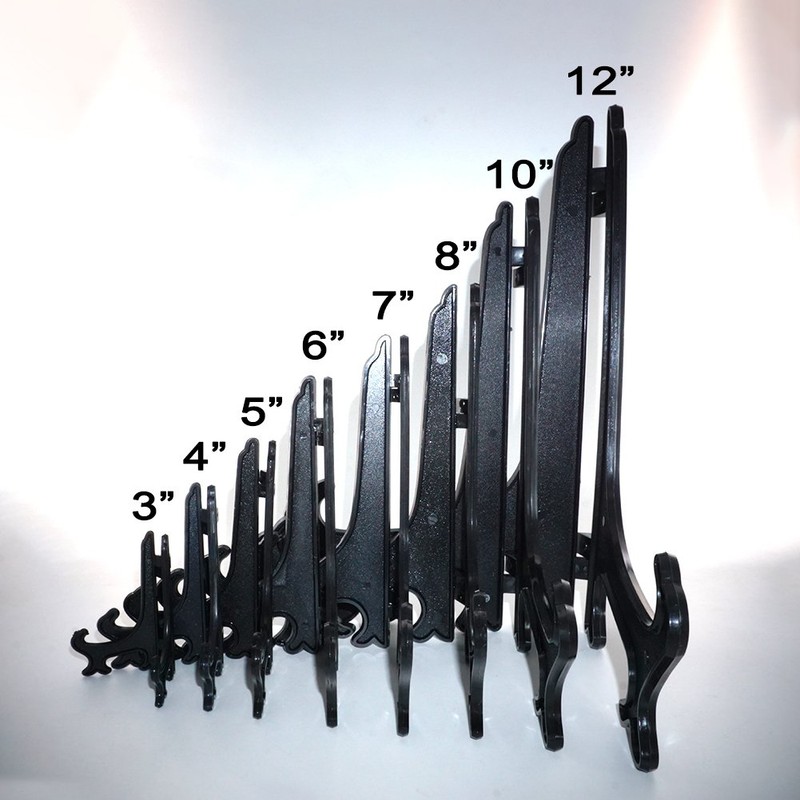 Tincogo 8" Black 6pcs/set Plastic Easels Plate Display Stands Picture