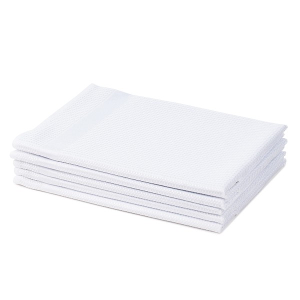 Amago - Pack of 5 Glass Cloths 45 x 65 cm - White