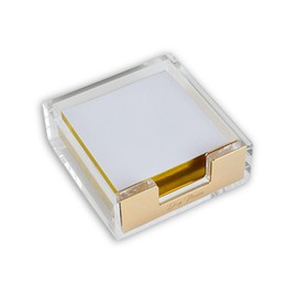 Dany Marcus Elegante Acrylglas-Zettelbox mit Goldakzenten, Notizzettelhalter + Ein Notizblock