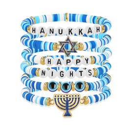 Smilelife Hanukkah Bracelets for Women Star of David Menorah Dreidel Charm Bracelets Jewish Bracelet Hanukkah Jewish Holiday Jewelry Gifts (Hanukkah A)