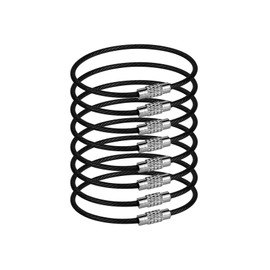 SimautHawk 8 Pack 6 inches Key Chain, Coated Wire Keychain Cable, Stainless for Luggage Tags, Kitchen utensils, Reuse(8 Black, 6 inch)