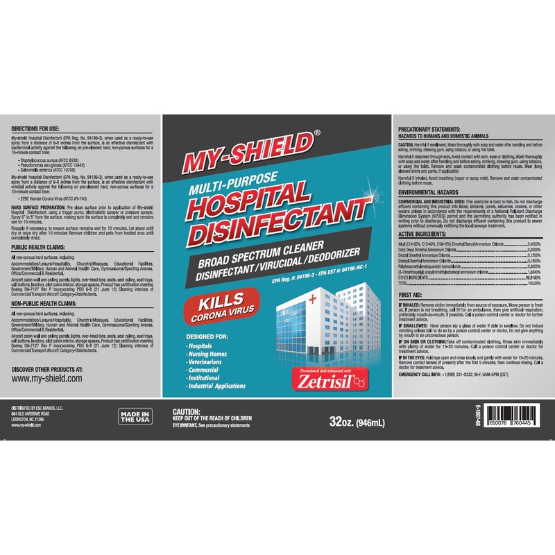 My-Shield Hospital Disinfectant (32oz Bottle)