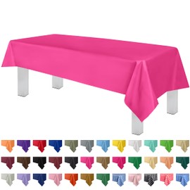 Hot Pink 6 Pack Premium Disposable Plastic Tablecloth 54 Inch. x 108 Inch. Rectangle Table Cover By Dluxware