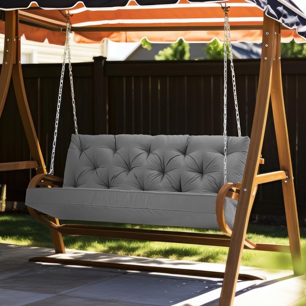 Wenqik Outdoor Waterproof Swing Bench Cushion Pad with Backrest, 60
