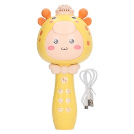 Kids Microphone Cartoon Shape Built in BT Rechargeable Portable Wireless Microphone for Singing for Car Trips Yellow