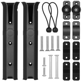 2 Pcs Fishing Rod Holder for Bike - 360° Rotatable Fishing Pole Mount, Adjustable Fishing Rod Rack with Mount Base & Bungee Cord, for Beach Car, Fit 0.75-1.25" OD Rails