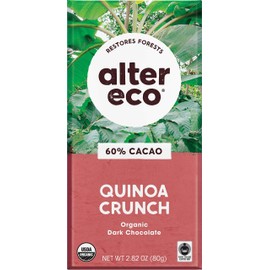 Alter Eco | Single Chocolate Bars | Pure Dark Cocoa, Fair Trade, Organic, Non-GMO, Gluten Free (Quinoa Crunch)