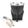 Leather Wrapped Handmade Mate Gourd Including Straw (Bombilla) (Black)