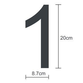 MOLVCE House Number, Anthracite, Stainless Steel, Height 20 cm, RAL 7016 Anthracite House Number, Solid Stainless Steel, Fine Structure, Powder Coated, Arial Font - Number 1