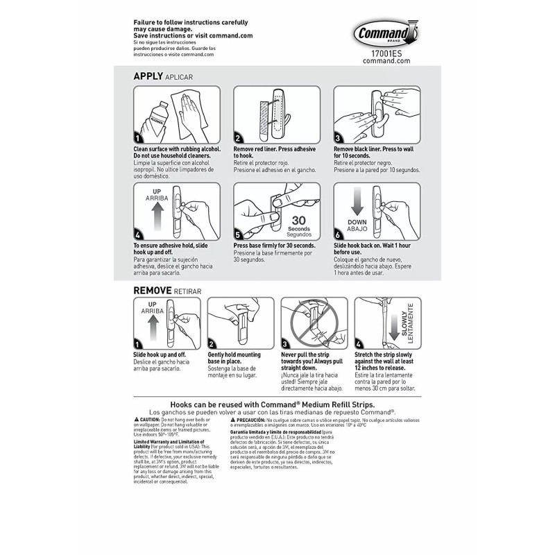 Command Medium White Hooks, Indoor Use, Holds 3 lbs (17001ES)
