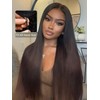 Nadula Ombre Brown Yaki Straight V Part Wig Human Hair
