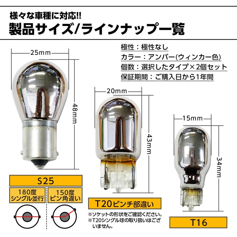 信玄 T16 ハロゲン ステルスバルブ アンバー 2個セット ハロゲンバルブ ウィンカー ハロゲン球 ステルスウィンカーバルブ