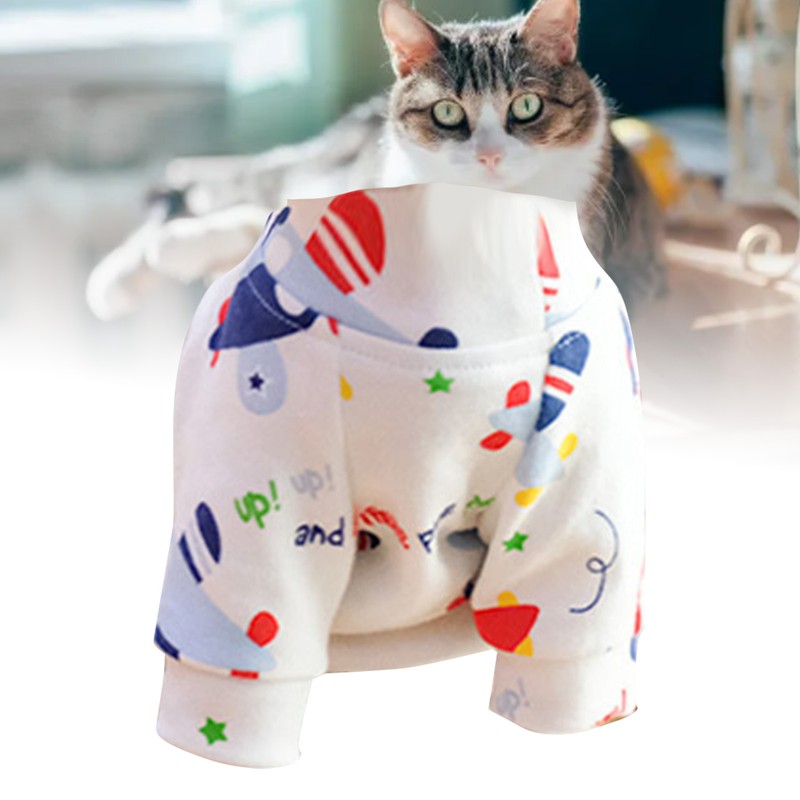 Cat Jumpsuit Cute Soft Breathable Lightweight Reduce Lost Hair Cotton