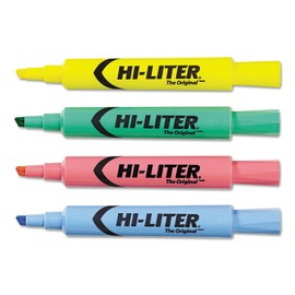 Avery 17752 Hi-Liter Desk-Style Highlighter, Chisel Tip, Assorted Colors, 4/Set