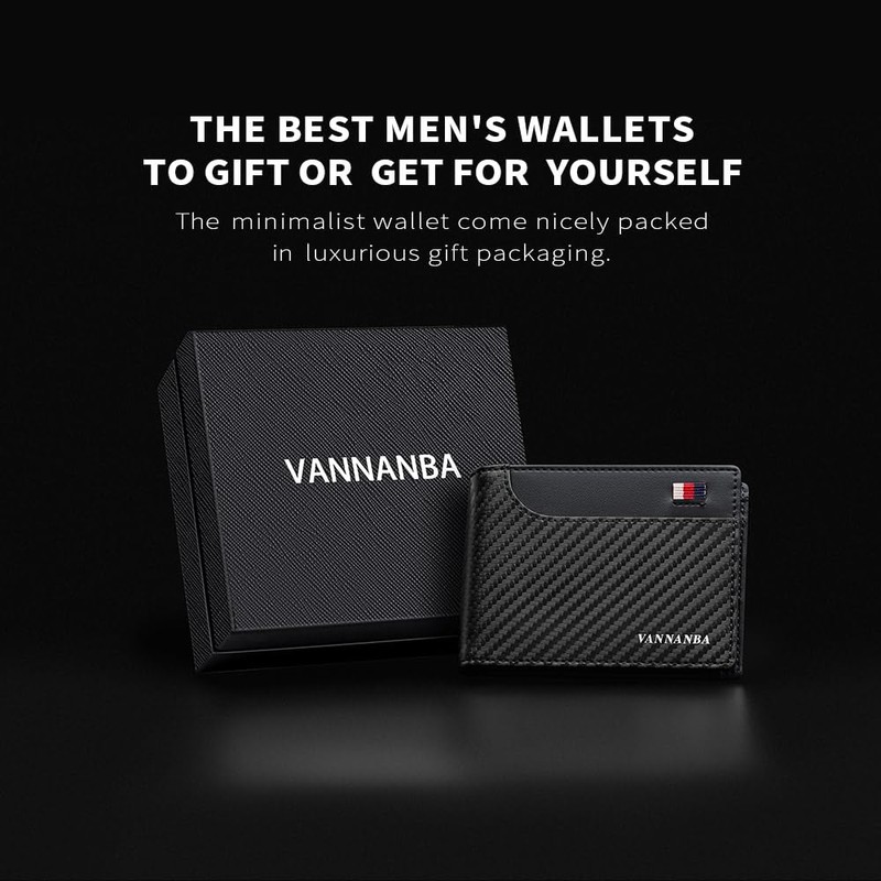 VANNANBA - Carteras plegables de piel para hombre con 14