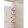 XLHOMO 32-122inch Corner Shower Caddy Tension Pole Pink, Rustproof Drill-Free