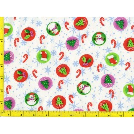 NA Christmas Snowmen Trees Stockings Candy Cane By The Yard CCHTRE09125