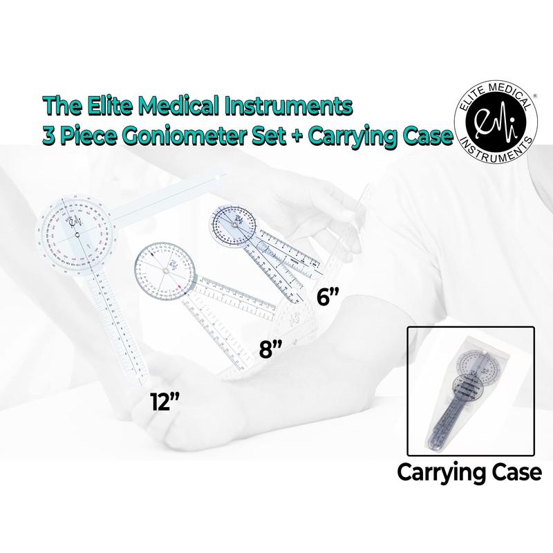 EMI Goniometer 3 Piece Set 12", 8", 6" Plus Carrying