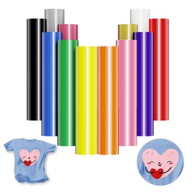 JAVIGA 12 Rolls 12" x 5ft Heat Transfer Vinyl Bundle,12 Multi Color Iron on Vinyl, Compatible with Cricut All Cutting Machine and Heat Press