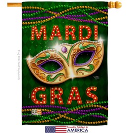 Breeze Decor Mardi Gras Fun House Flag Eagle Set Springtime Carnival Festival Masquerade Celebration Season Holiday French Small Decorative Gift Yard Banner Made in USA 28 X 40