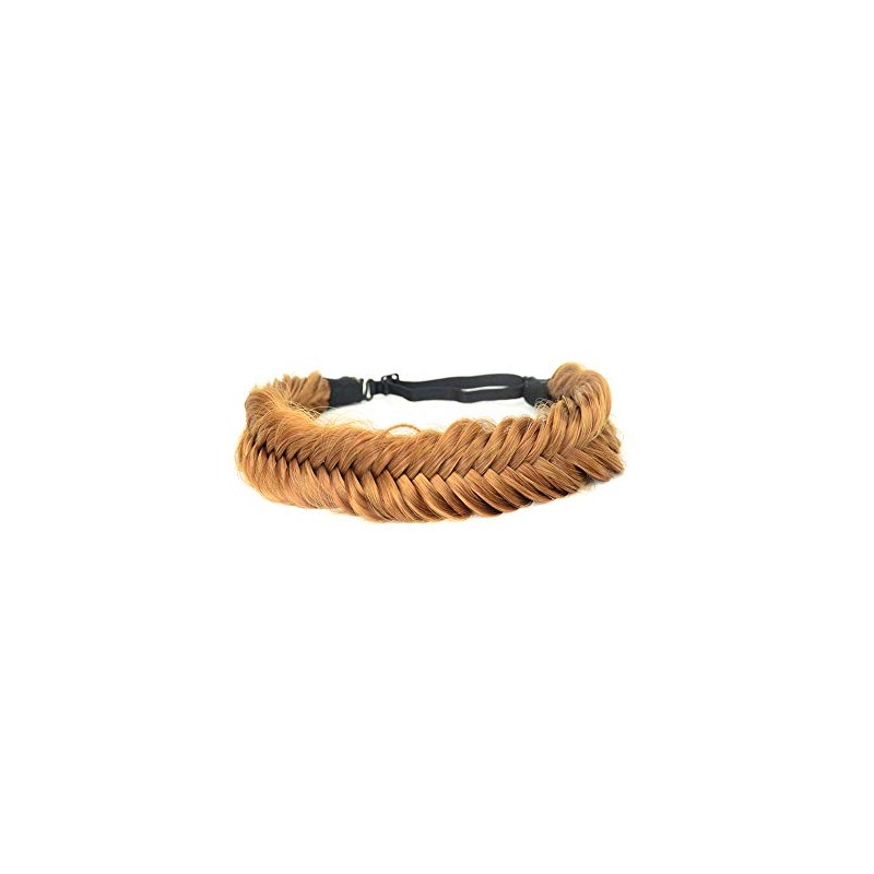 BOBIYA Wide Fishtail Synthetic Hair Braids Headband, Classic Braided Headband,