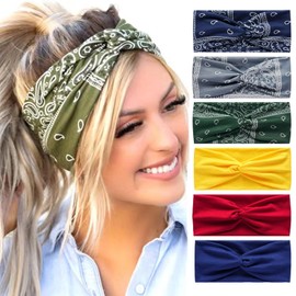 Boho Headbands for Women Hair Elastic Soft Hair Band Bandanas Multi Colour Hair Scarf Hair Accessories Yoga Sports (CUTE)
