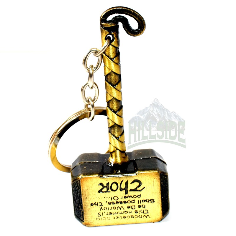 HILLSIDE Hammer Superhero Gold Metal Ring Key Chain Golden Tone