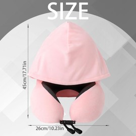 YOUYIKE Aeroplane Neck Pillow, Travel Pillow with Hood, Travel Pillow Aeroplane, Comfortable and Lightweight Ideal for Airplane Chair, Car, Home, Office, Sleeping Pillow (Pink)