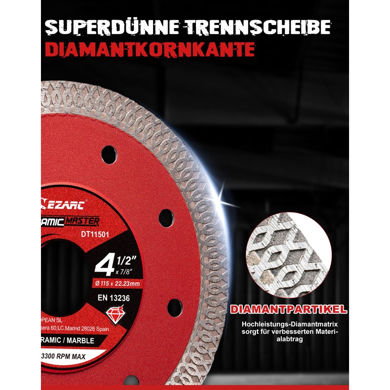 EZARC Diamond Cutting Discs 115mm Extra Thin Diamond Disc Cutting