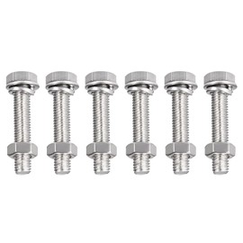 TA-VIGOR 6Pcs M8 x 40mm Hex Head Screws Bolts, Nuts, Flat & Lock Washers Kits, Fully Thread Hexagon Bolts, High Tensile Cap Screws for Metal Work, Automotive Machinery, Bike Motorcycles Repair