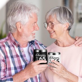 65th Anniversary Wedding Gifts for Couple 65 Years Marriage Gifts for Wife Husband Parents Grandparents 2 Pack Wine Tumbler 12 OZ