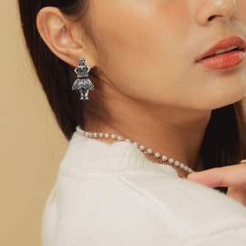 Bollywood Jewellery Traditional Ethnic Oxidized Silver Color Tone Party Wear Bridal Bride Wedding Bridesmaid Indian Small Jhumka Jhumki Earrings Jewelry for Women Gift For Her (Tribal)