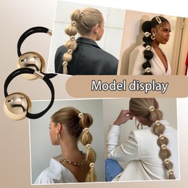 4PCS Gold Metal Hair Ties Stretchy NonDamage Ponytail Holders for Thick Hair Round Geometric Hair Cuffs for women and girls' party everyday dress Hair decoration