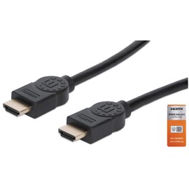 Manhattan - Cable HDMI 2.0 de 5 m, 4K de Alta Velocidad, 4K@60Hz, 18 Gbps, Certificación Premium, 4K@60Hz UHD, HEC, ARC, 3D, Ancho de Banda de 18 Gbps, HDMI Macho a Macho, Blindado