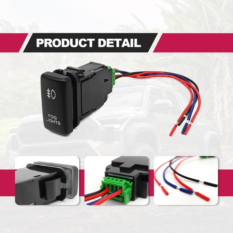 LED Fog Light Symbol Push Button Switch with Connector Wire