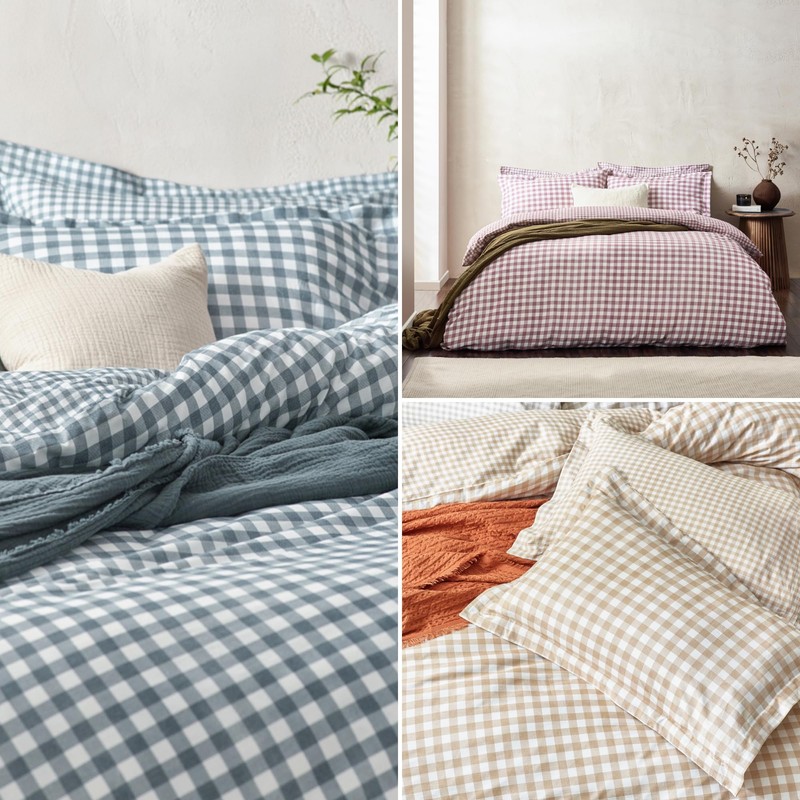 Yard Barton Gingham Check Duvet Cover Set - 100% Cotton,