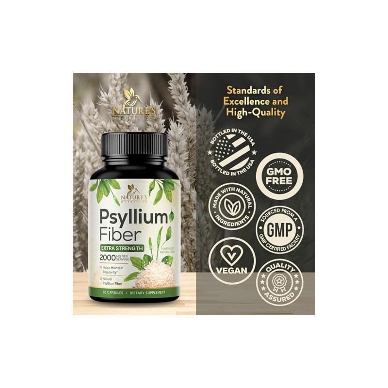 Nature's Nutrition C?psulas de Polvo de C?scara de Psyllium de
