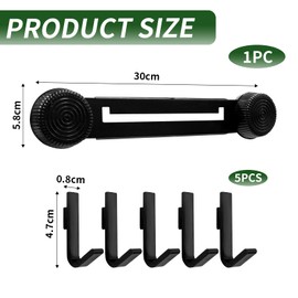 xyuayamz Hook Rack Kitchen Holder No Drilling Kitchen Utensil Holder with 5 Hooks, Suction Cup Kitchen Utensil Holder for Hanging Spoons Spatulas Kitchen Appliances, Metal, Pack of 1, Black