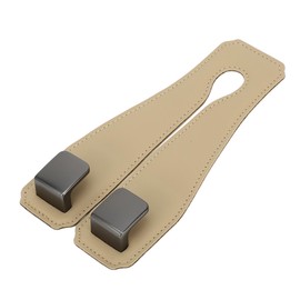 HEROFFIX 1 Stück für Geldbörsen und Taschen, Regenschirm usw. Auto Kopfstützenhaken Robuste Auto Rücksitz Organizer Haken Beige Kunstleder Metall 6,50"x3,15"