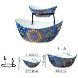 YHOSSEUN Chip and Dip Serving Set, Ceramic Chip Dip Bowls for Parties, 2 Tier Serving Stand Appetizer Serving Food Display