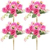 4 Bundles Artificial Peony Faux Flowers, Silk,Pink
