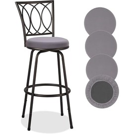 Deisy Dee 4PCS Round Bar Stool Seat Covers Stretch Round Chair Covers for 13-16 Inch Stool Chair (Grey)