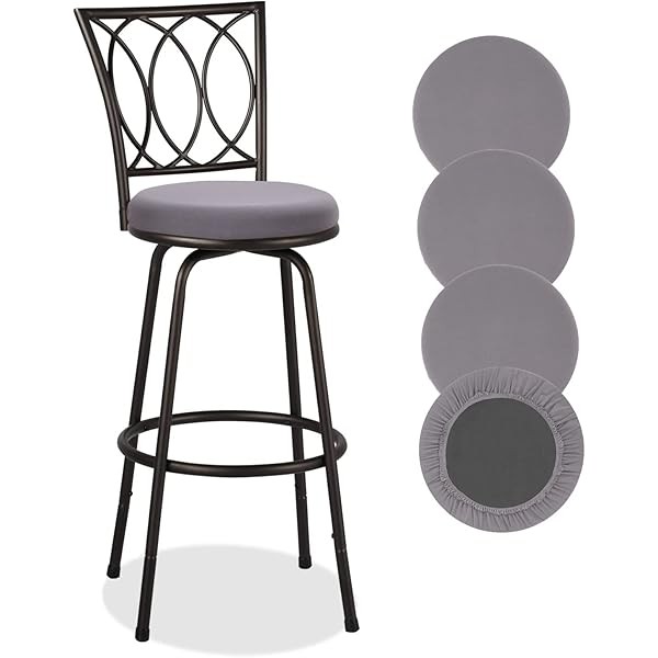 Deisy Dee 4PCS Round Bar Stool Seat Covers Stretch Round