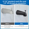 Tub Diverter Spout Slip-On - Reach Wall Front Mount Tub
