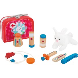 small Foot 11183 play set wooden doctor case included. Syringe, Stethoscope, Thermometer and Much more, Suitable Children from 3 Years