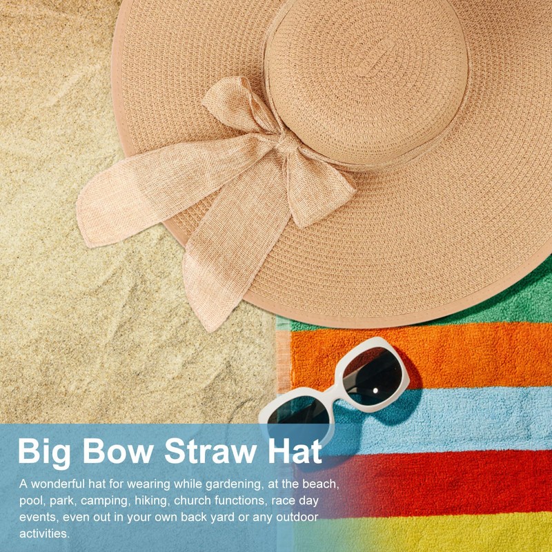 DRESHOW Women's Wide Brim Straw Hat Foldable Protection Beach Hat
