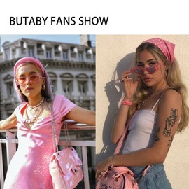 BUTABY Rectangle Sunglasses for Women Retro Driving Glasses 90’s Vintage Fashion Narrow Square Frame UV400 Protection, Black Frame Grey Lens+pink Frame Pink Lens, Medium