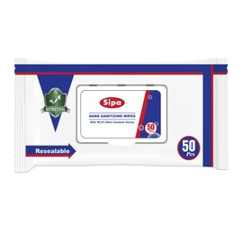 SIPA SIPA Hand Sanitizing Wipes 50 WIPES Bag, Clean-to-go, Travel Size, Fresh Scent, Soft Textured Wipes, Total 600 Pieces (PACK OF 12)